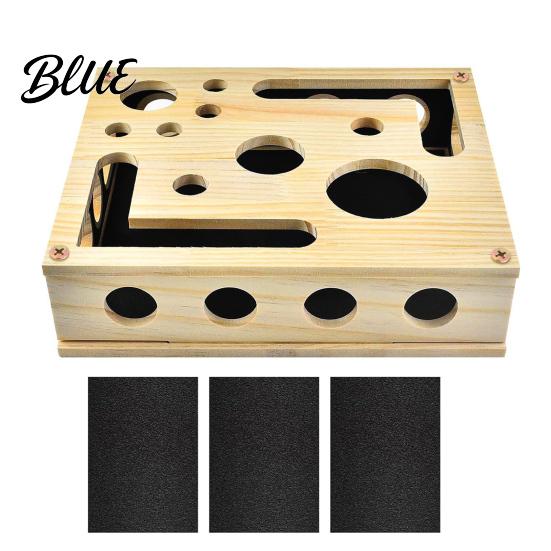 Boîte de lime à ongles pour chat Boîte à jouets Puzzle d'enrichissement en bois Jouet Griffoir interactif Intérieur Comprend du papier de verre pour le soin des chats Stimulation mentale Griffoir