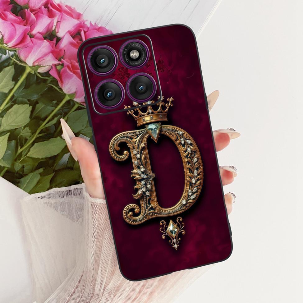 For Motorola Edge 60 Pro Case Silicone Luxury Crown A-Z Letters 2D Painted Soft Casing For Motorola Edge 60Pro XT2507-1 Cover