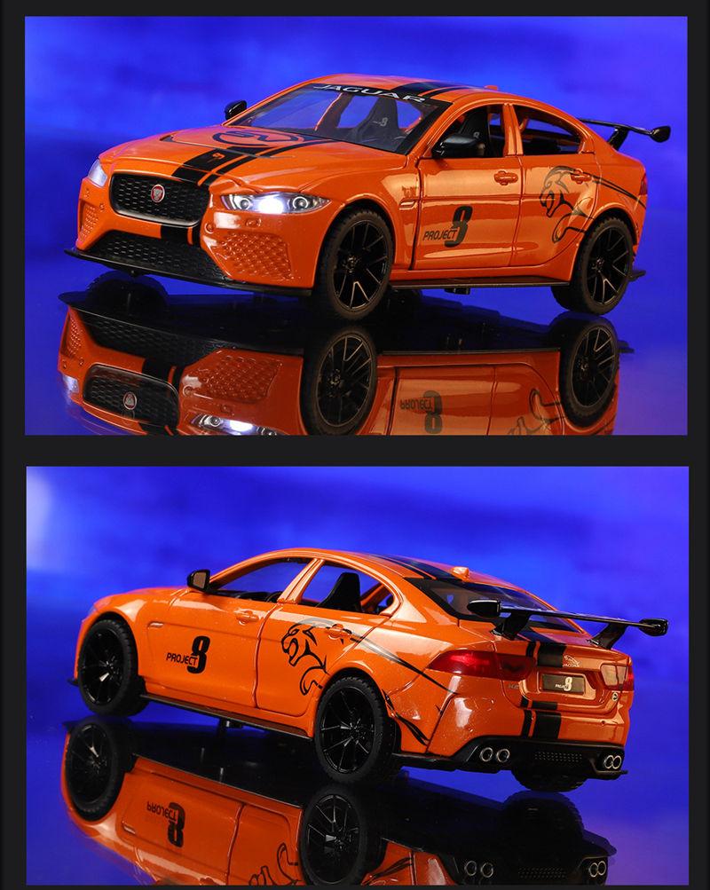 1/24 Jaguar XE SV Project8 Alloy Sports Car Model Diecast Metal Racing Car Model Simulation Sound Light Collection Kids Toy Gift