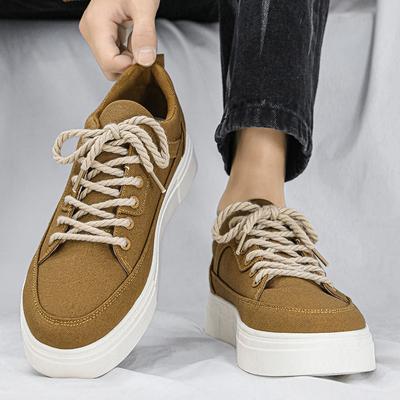 Scarpe da Skate da Uomo in Tela Suola Piattaforma Sneakers Retro da Campus Traspiranti con Lacci Calzature Casual Stile di Strada Versatili Comfort