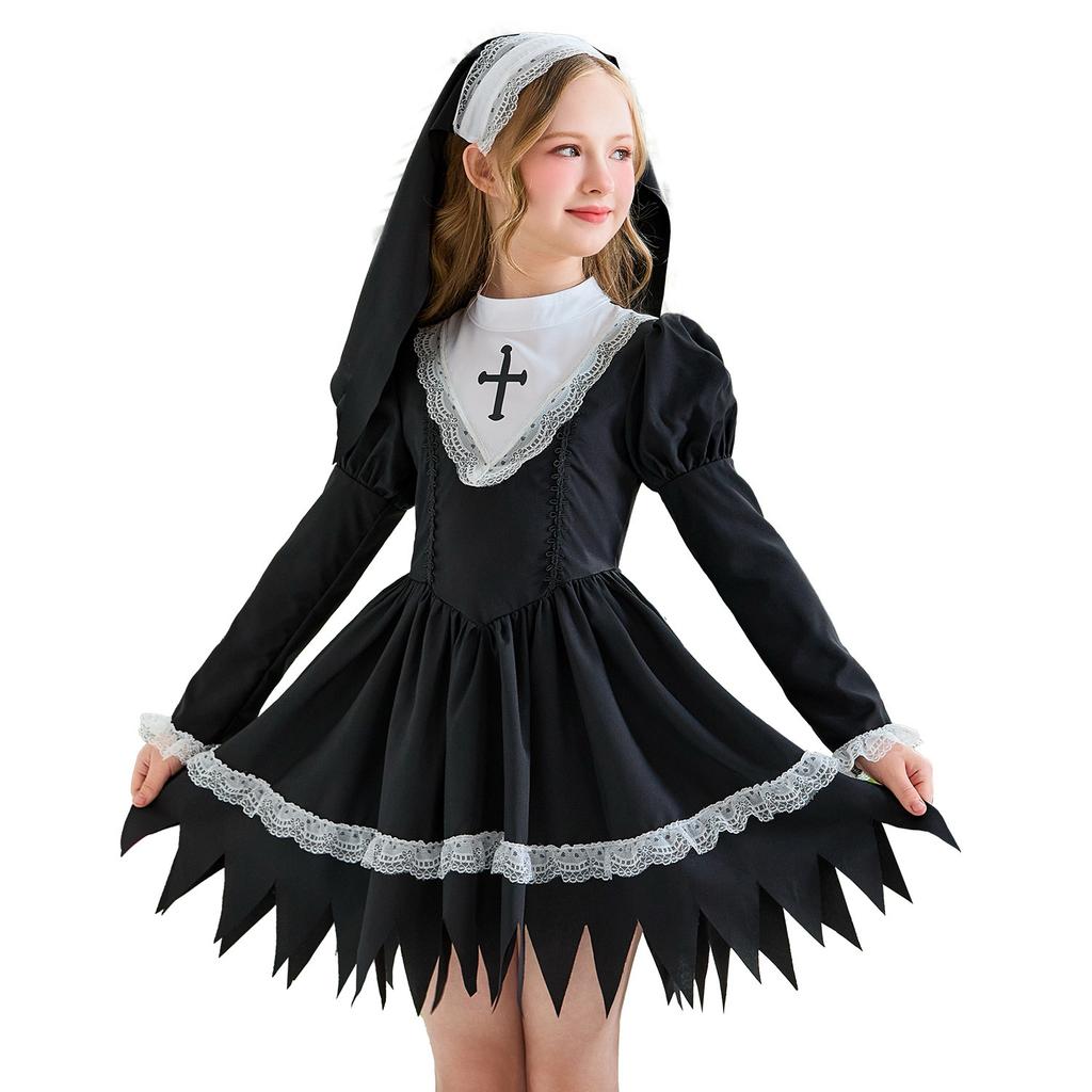 20.26 million Halloween Children's Clothing Nun Clothing Carnival Girls Dress Cross Repair Women's Clothing Performance Clothing