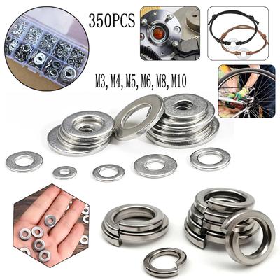304 Stainless Steel Flat Washer and Split Spring Lock Washer Assortment Set