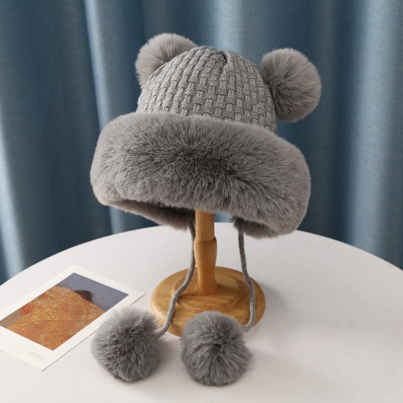 Winter Hat Female Cute Antlers Hairball Ear Protectors Plush Hat Christmas Thickened Northeast Lei Feng Hat Cycling Hat