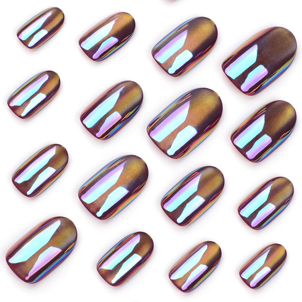 New Aurora Cat's Eye Wearable Nail Art Fake Nails Hot Selling Short Wearable Nail Patch