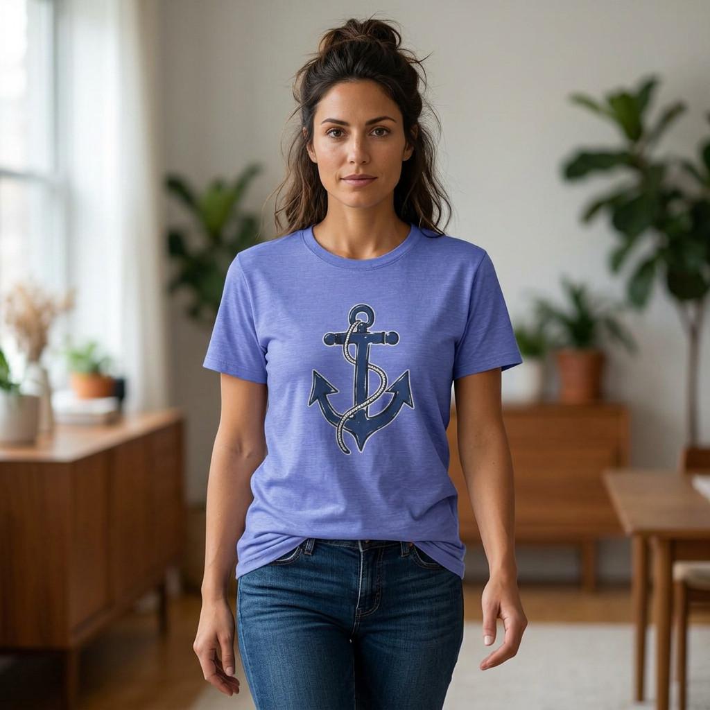 Navy Anchor Rope T-Shirt Lake Ship Boat Nautical Maritime Shirt XXL