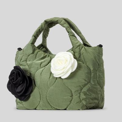 Retro Tragetasche Gesteppt mit Rautenblumen Einzel-Schulter Crossbody Handtasche