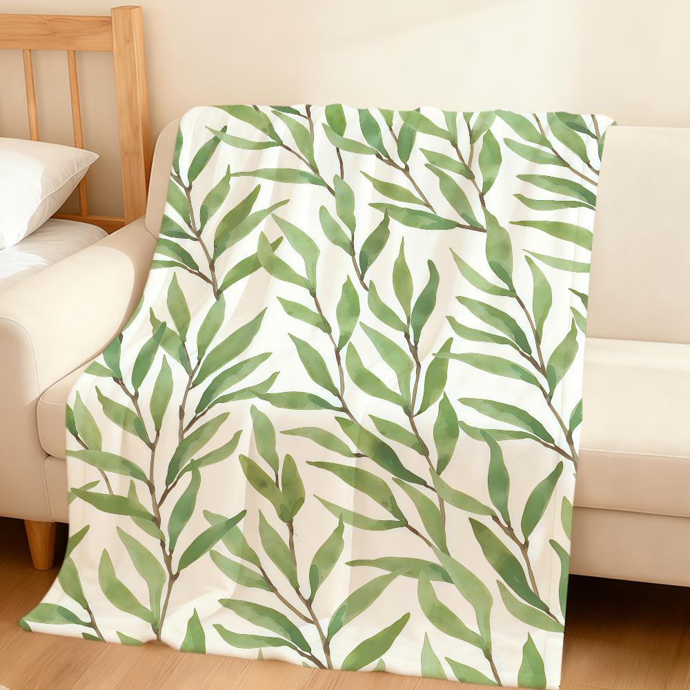 Fashion Willow Leaf Art Modern Flannel Soft Warm Plush Blanket For Sofa Living Room Pet Hogar Bedroom Gift Home Car Portable