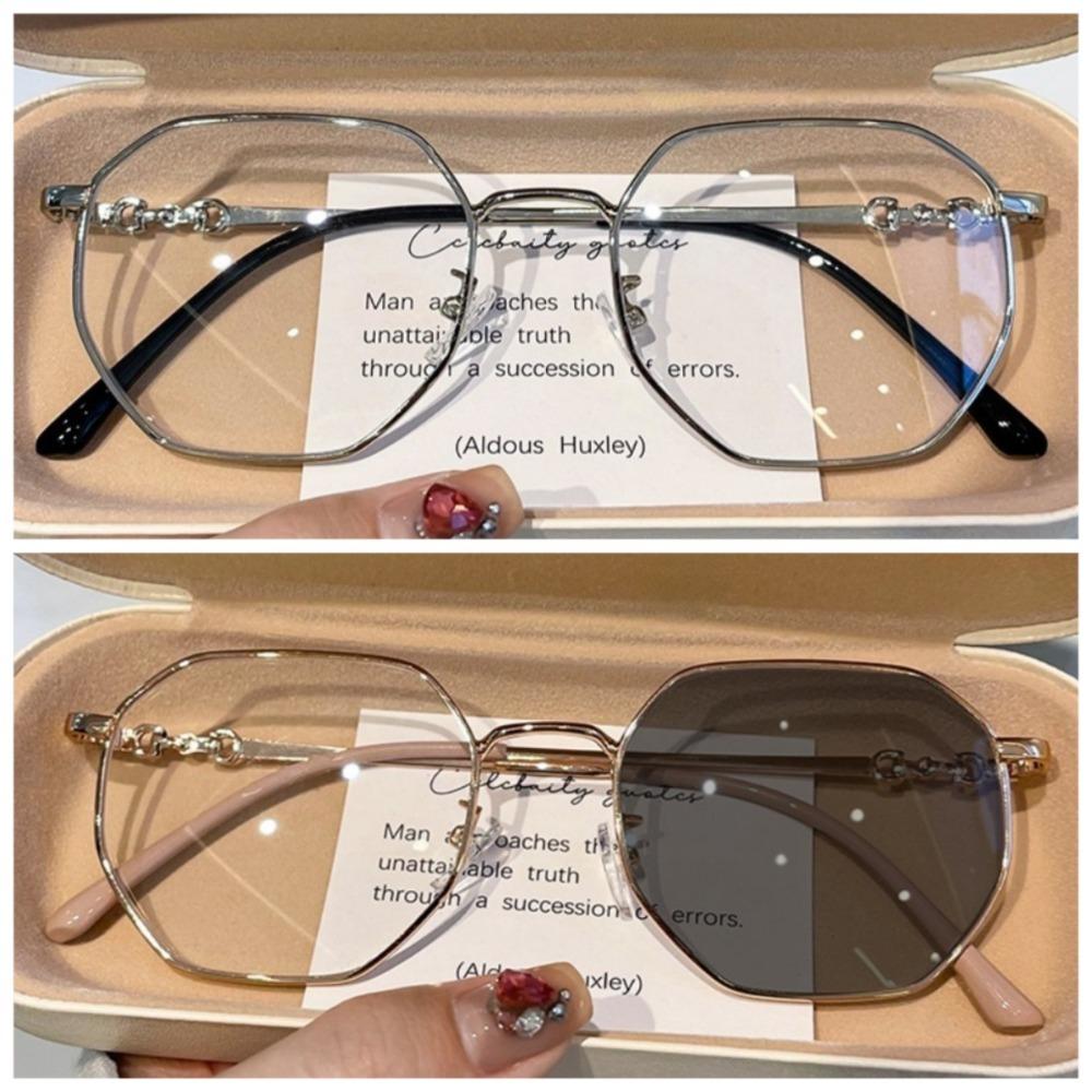 Photochromic Anti Blue Light Eyeglasses For Women UV400 Transition Lenses Replaceable Shades Eyewear