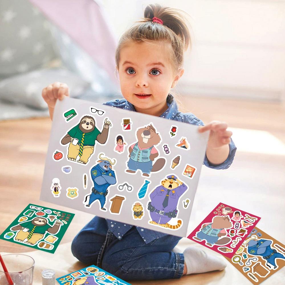 Disney Aesthetic Face Making Zootopia 2 Sheets Stickers DIY Kids Toys Kids Jigsaw Puzzles Party Decoration Reward Gifts