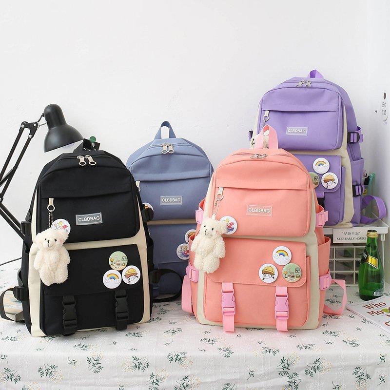 Schoolbag Female College Student Campus Canvas Bag Grades 3 to 5 and 6 Large Capacity Middle School Student Junior High School Student Backpack Female