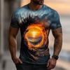 Men's Optical Illusion Ocean T Shirt Short Sleeve T shirt 3D Print Crew Neck Shirt Casual Summer Spring All Seasons Clothing