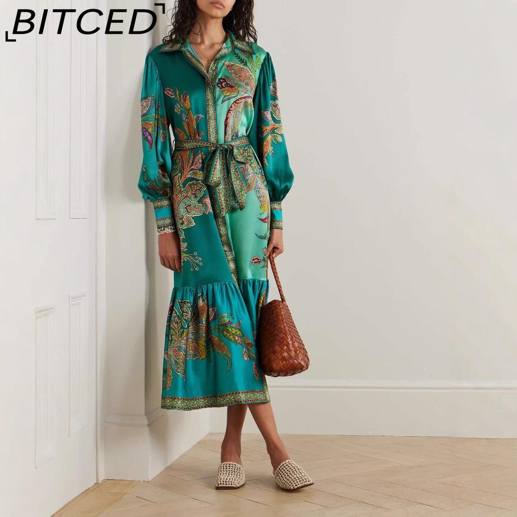 BITCED Женское летнее сексуальное модное атласное платье без бретелей с позиционным принтом S