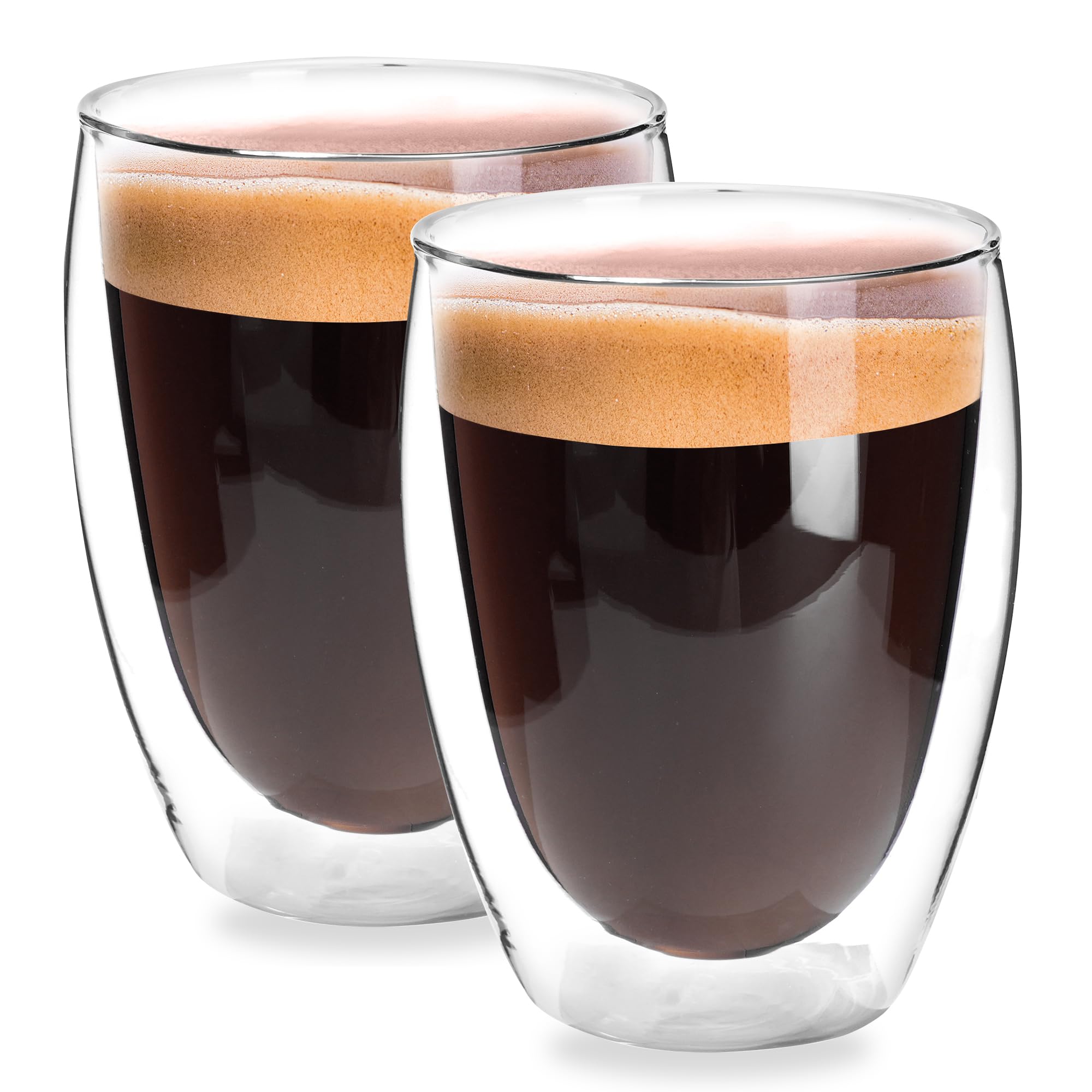 

Стакан стеклянный Vasemouh 350 мл Набор из 2 штук Двойные стенки Изолированный Кружка стеклянная с двойными стенками для кофе, молока, сока, чая Прозрачный