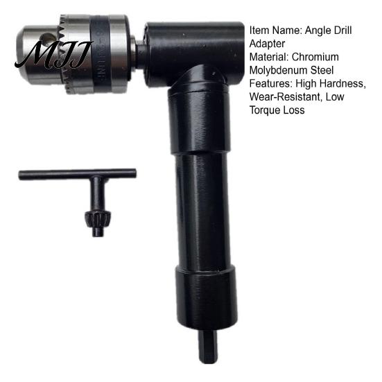 Right Angle Drill Attachment 90 Degree Attachment, Corner Adapter with 0.8-10mm 3-Jaw Chuck, Compatible Most Bits Narrow Space Drilling