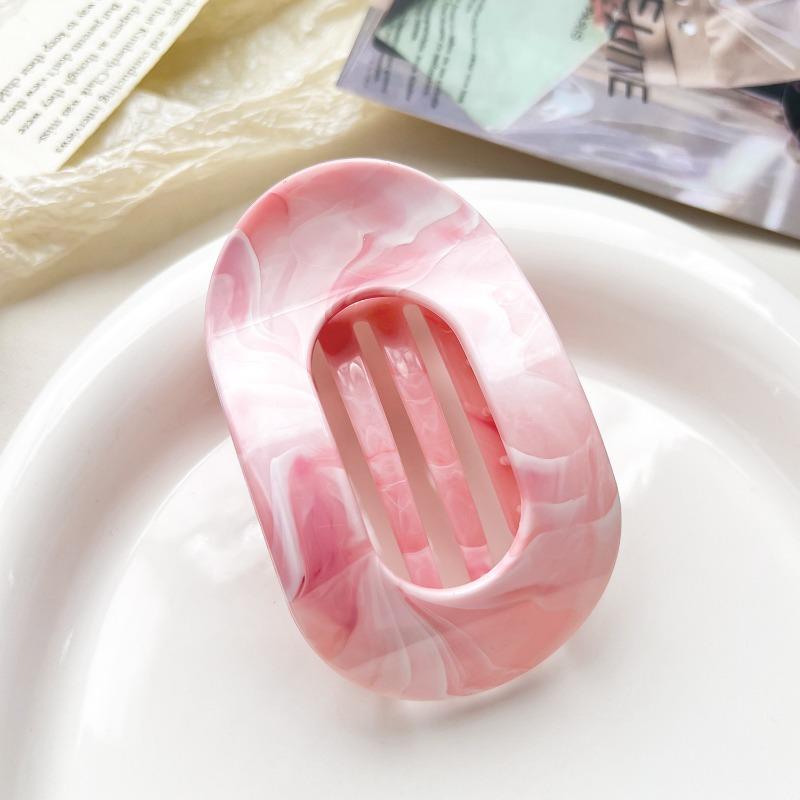 Arc-shaped Oval Grab Clip Marble Gradient Color Ponytail Bun Shark Clip High-end Hair Accessory Hair Clip