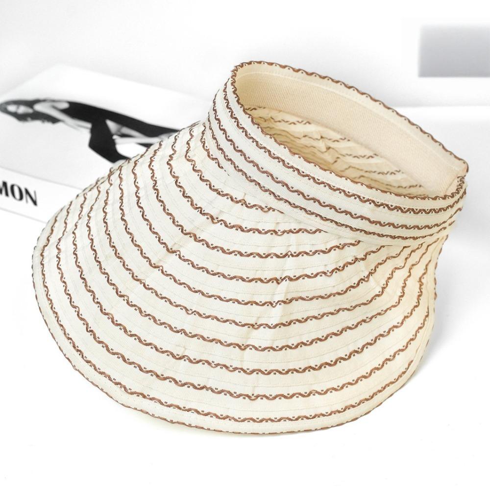 Folding Headband Sun Visor Hat Wide Brim Bucket Hat Trendy Women's Stripe Sun Hat Summer Outdoor