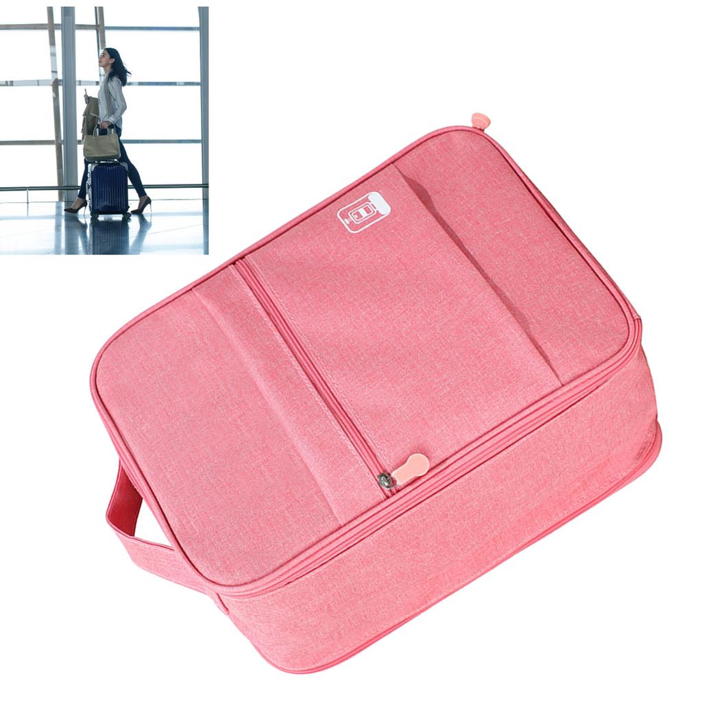 Hangable Folding Shoe Bag Big Waterproof Portable Multifunctional Shoe Storage Traveling Bag Pink