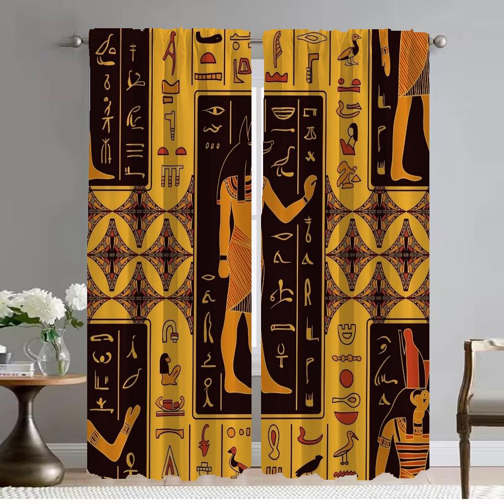 Heminredningsgardiner för vardagsrummet Forntida egyptisk farao Halloweendekoration Mörkläggningsgardin för rum 2 paneler Rullgardiner