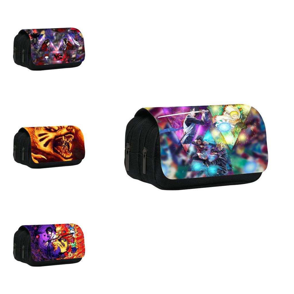 Naruto Shinobi Printed Twin Compartment Pen Pouch With Waterresistant Nylon For Students