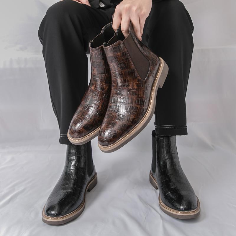 Men'S Chelsea High Top Boots British Style Men'S Formal Shoes Men'S Party Shoes Fashionable And Versatile