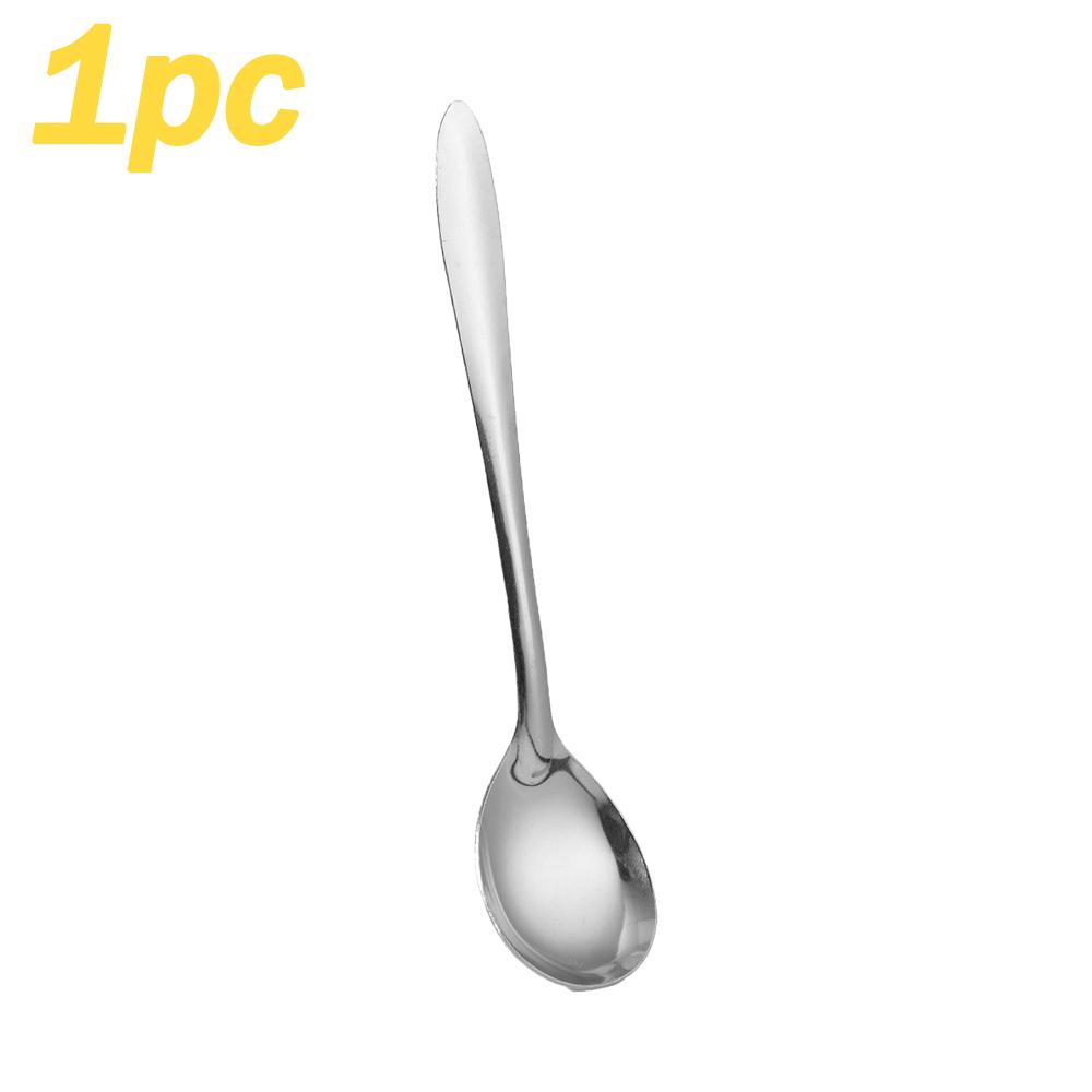 

Серебряные десертные ложки с длинной ручкой для перемешивания, кофейные ложки из нержавеющей стали, инструменты для приправ к десертам, аксессуары для домашней кухни