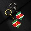 Unisex Retro Ethnisch Suriname Karte Flagge Edelstahl Anhänger Schlüsselanhänger