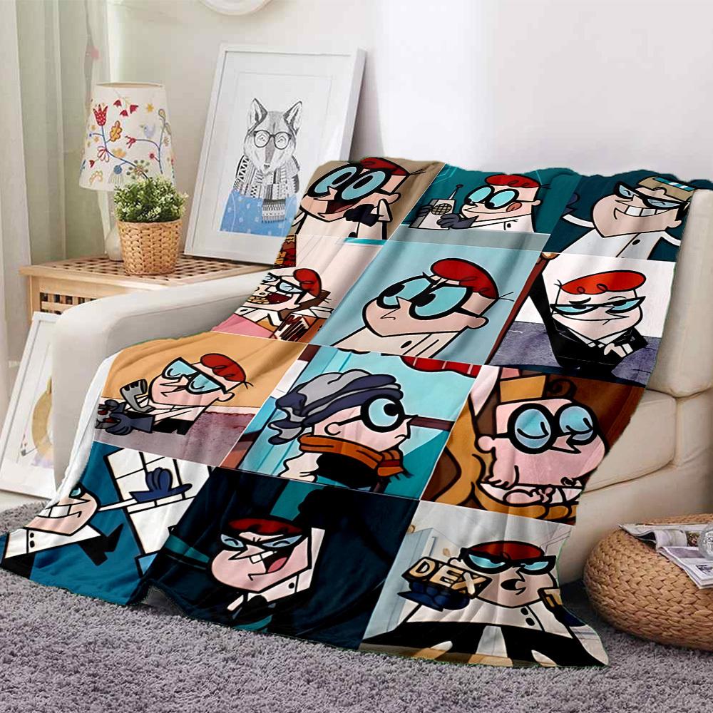 1 Stück Dexter's Labor Gemütliche Print-Decke Leichte Warme Flanell-Kuscheldecke für Sofa, Bett, Wohnzimmer