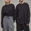 Y-3 FW22 Solid Color Loose Fit Crew Neck Long Sleeve T-Shirt Unisex Tops Black H44794
