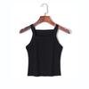 2025 Summer Women's Clothing K-style Minimalist Pure Color Elegance Square Collar Pullover Sleeveless Silm Stretch Plaid Short Vest