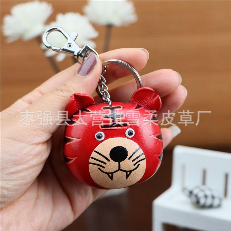 Первый слой коровьей кожи Тигровый брелок-подвеска Мотоцикл Автомобильная брелок-цепочка Аксессуары Подвеска для сумки Милый Модный красный