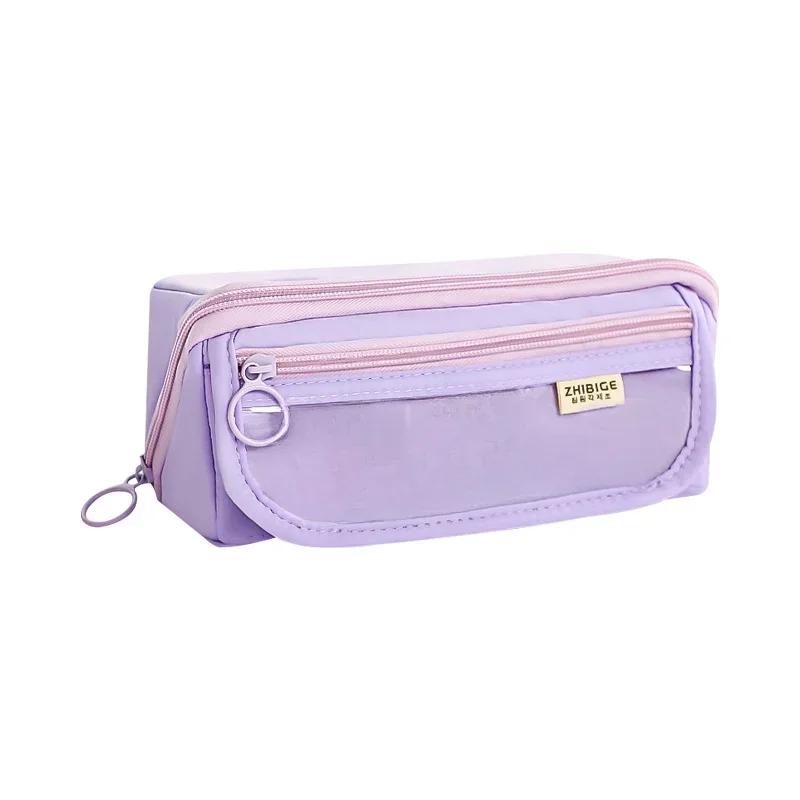 1pc Multi Layer Prisms Large Capacity Transparent Pencil Case Multifunctional Simple And High Appearance Pencil Case