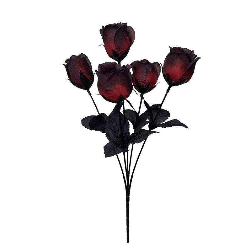1 Stück Realistische Seiden-Schwarze Rosen Fotografie Hintergrund Blumen Gothic Heimdeko Simulierte Schwarze Rose 36cm