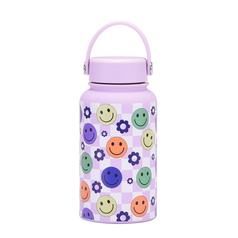 650Ml Thermos Cup Wide Mouth Portable Vacuum Children'S Student Sports Kettle Outdoor Printing Water Cup