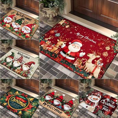 Christmas Snowman Reindeer Cute Non-slip Soft Wear-resistant Mat Rug Carpet for Entryway Bathroom Pine Cone Home Decoration