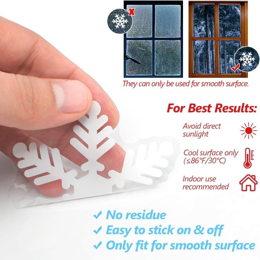 135Pcs Christmas Window Clings Snowflakes Window Decals Static Window Stickers for Xmas Party Supplies Thanksgiving Party Décor
