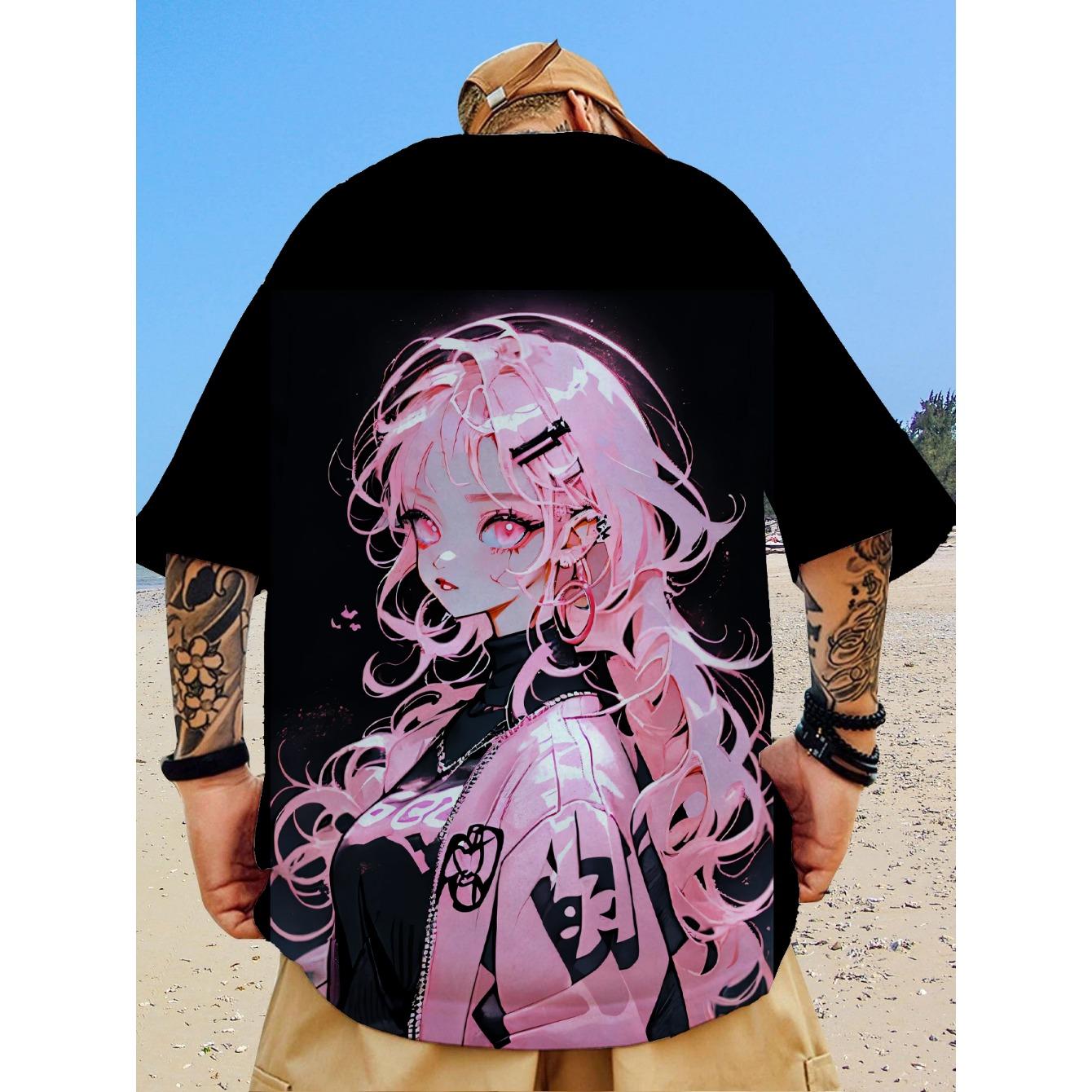 

2024 новая мужская повседневная футболка с 3D-печатным двухмерным принтом красоты с короткими рукавами и круглым вырезом в уличном стиле с принтом аниме XL