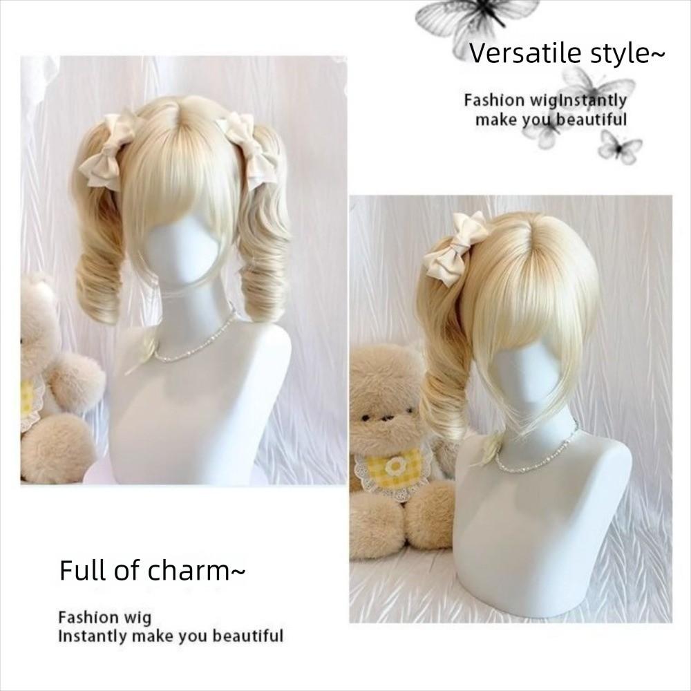 Air Bangs Short Curly Hair Bob Wig Heat Resistant Cosplay Lolita Hair Carnival