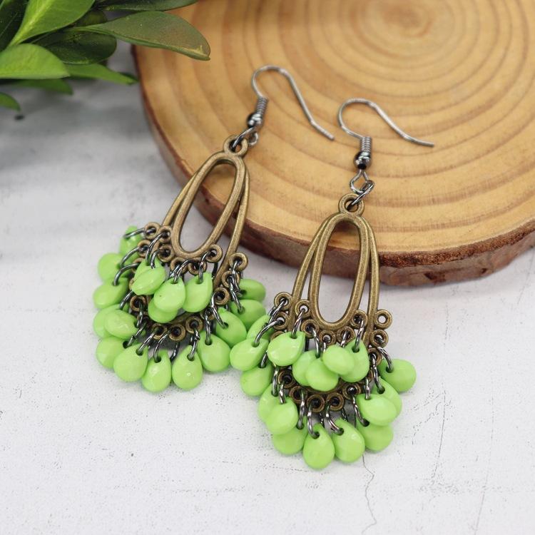 Handmade Retro Exquisite Water Drop Fringed Earrings Women's Long Versatile Temperament Earrings Smart Personality Show Face Thin Earrings