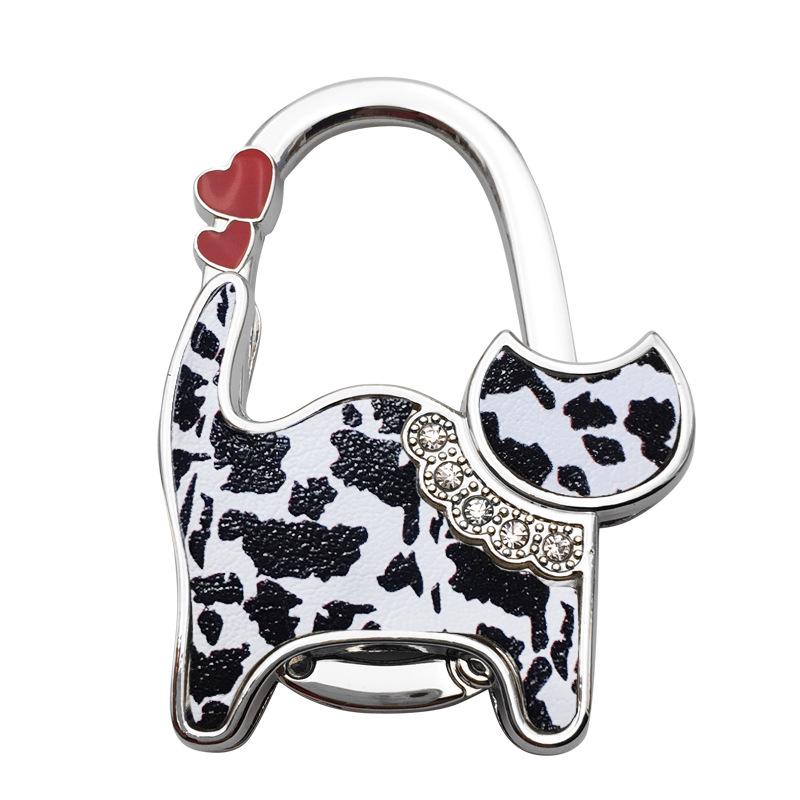 Two-heart Cat Bag Hook: Customizable Logo, Inner-Folding Table Edge Hook for Ladies