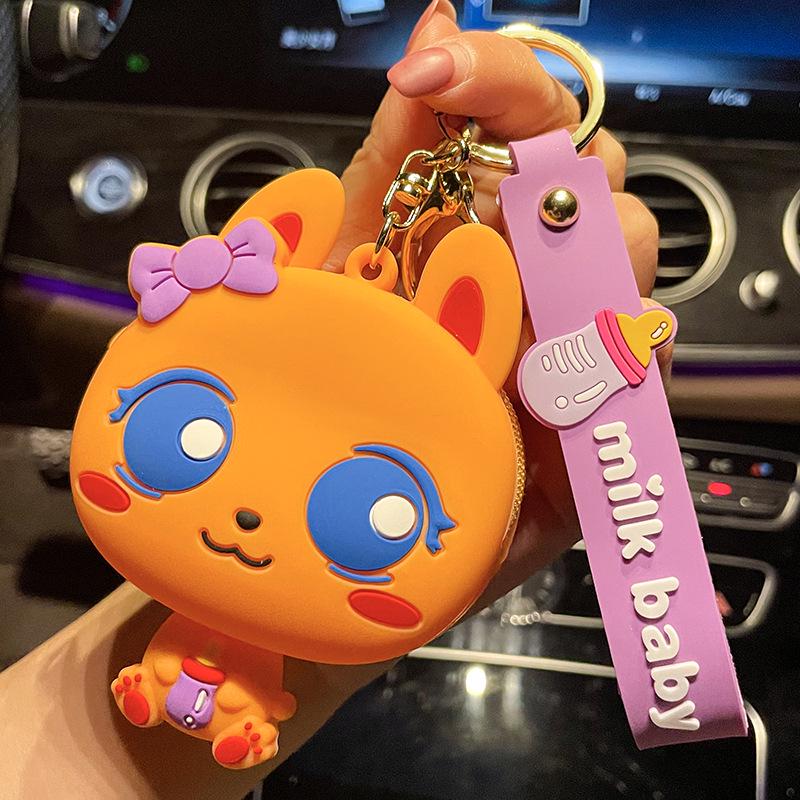 Silicone Bear Girl Coin Purse & Keychain Earphone Pouch