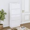 VidaXL Shoe Cabinet High Gloss White 63x24x147 Cm Engineered Wood 342546