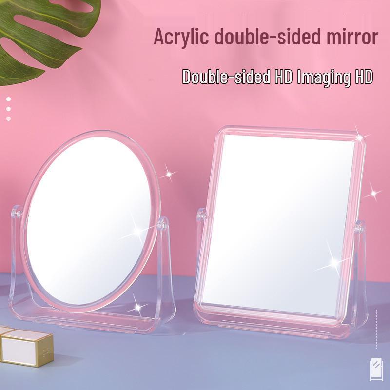 Double-Sided Rotatable Acrylic Mirror: High-Definition Vanity Mirror for Bedroom Tabletop Use.