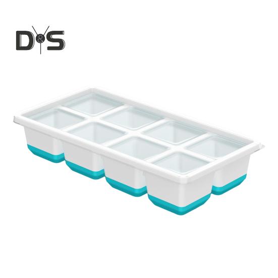 

1/2 шт. большая форма для кубиков льда с крышкой, силиконовый поднос без BPA для морозильника, легко снимаемые, штабелируемые большие квадратные кубики льда для виски, коктейлей, кофе 1pc синий