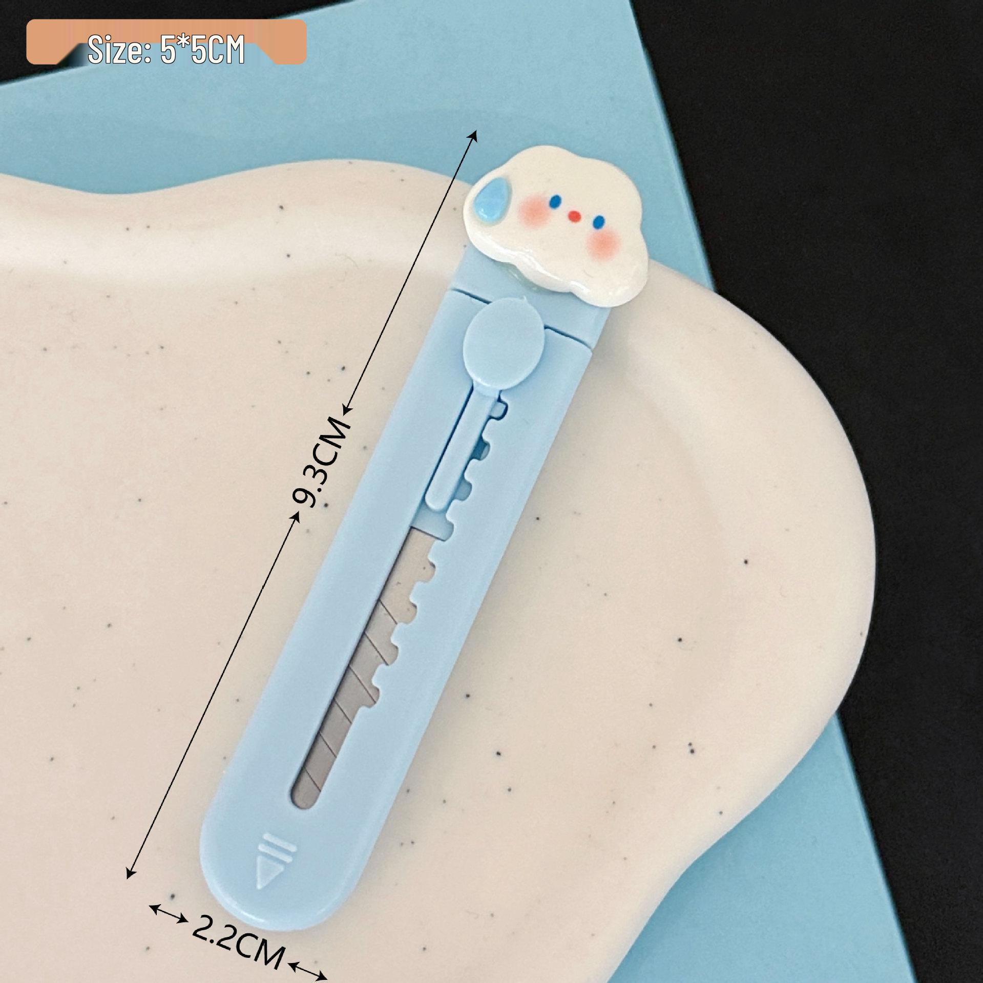 Portable Cute Mini Cloud Utility Knife - Handmade Student Stationery Tool for Unboxing