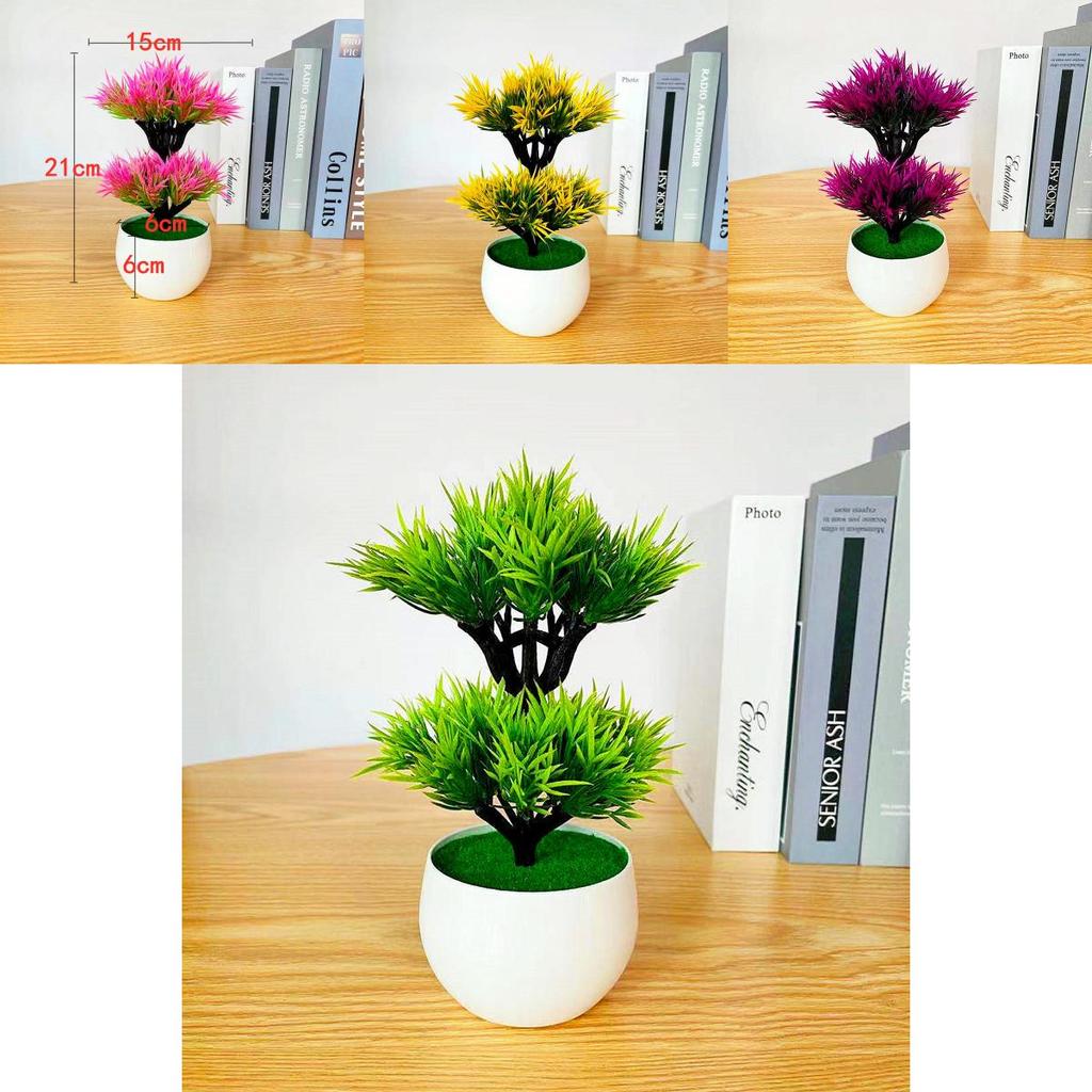 Plastic Artificial Green Plant With Double Layer Feathery Foliage For Home Decor And Office Display