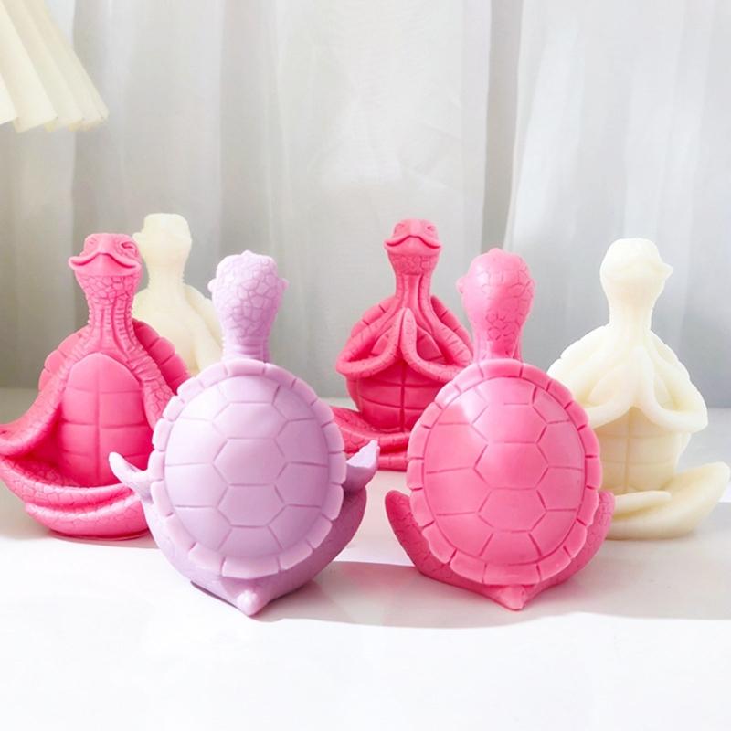 Flexible Silicone Mold Yoga Turtles Shaped Candle Molds Scented Aromatherapys Making Mould Handmade Ornament Mould