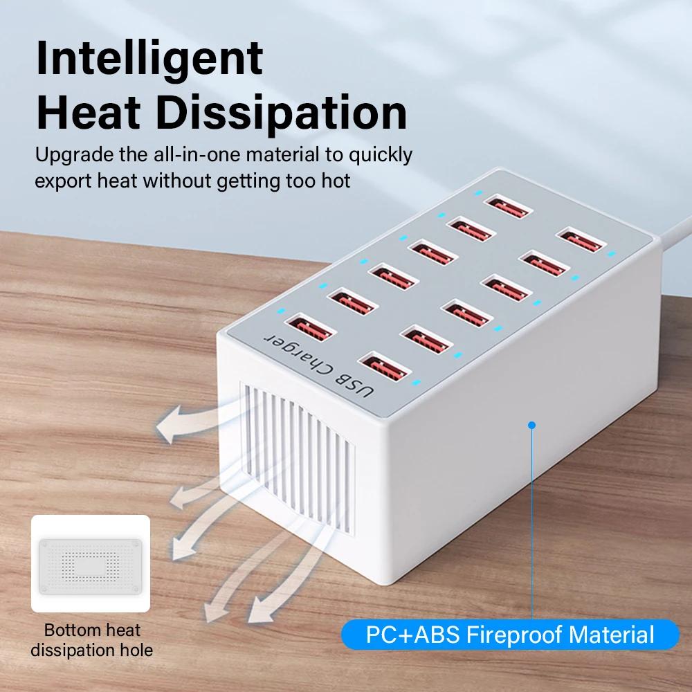 Adaptador de Energia de Parede EU para Desktop Estação Dock Carregador USB Para Celular iPad Macbook Laptop 5V 2.4A 12 Portas Multi Plug