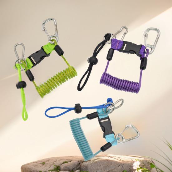 Scuba Diving Coil Landyard Stainless Steel Spring Lanyard with Quick Release Buckle Swimming for Underwater Camera Flashlight