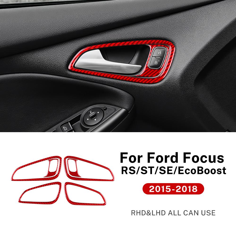 

Real Soft Carbon Fiber Sticker For Ford Focus SE RS ST Ecoboost 2015 2016 2017 2018 LHD RHD Car Inner Door Handle Panel Trim
