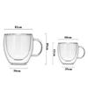 90ml 250ml Two size Double Wall Glass Cup With the Handle Coffee Mugs Kungfu Tea Cup Milk Juice Healthy Drink Mug